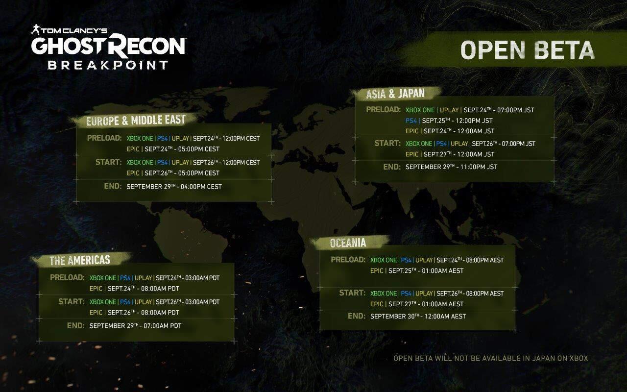 Ghost Recon Breakpoint Announces Open BETA Dates 1 GRB Open Beta Start Times https://www.mkaugaming.com/ghost-recon-breakpoint-announces-open-beta-dates/