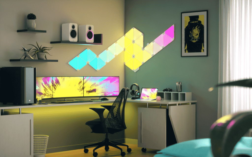 Create The Ultimate Gaming Setup - Nanoleaf Gaming Themes, Pac-Man 40th, Screen Mirroring 3 Nanoleaf CyberPunk 1 https://www.mkaugaming.com/create-the-ultimate-gaming-setup-nanoleaf-gaming-themes-pac-man-40th-screen-mirroring/