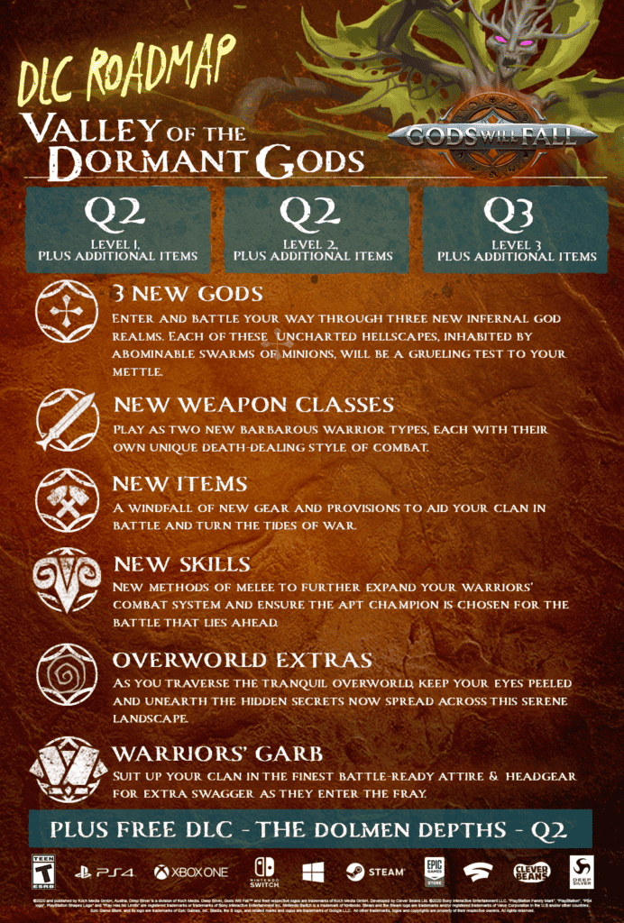 Gods Will Fall DLC Roadmap Revealed 1 GWF DLC Roadmap NEW https://www.mkaugaming.com/gods-will-fall-dlc-roadmap-revealed/