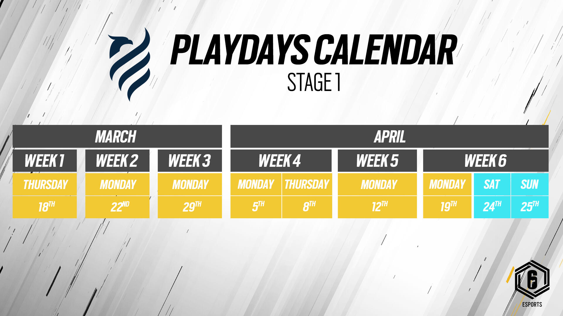 Ubisoft Reveals Its Plans For The Six Invitational 2021 And The 2021 Rainbow Six Esports Season In Each Region 3 R6esports S2021 EU Stage1 Calendar 20210221 940PM CET 251022602e7ec79a7916.33617828 https://www.mkaugaming.com/ubisoft-reveals-its-plans-for-the-six-invitational-2021-and-the-2021-rainbow-six-esports-season-in-each-region/