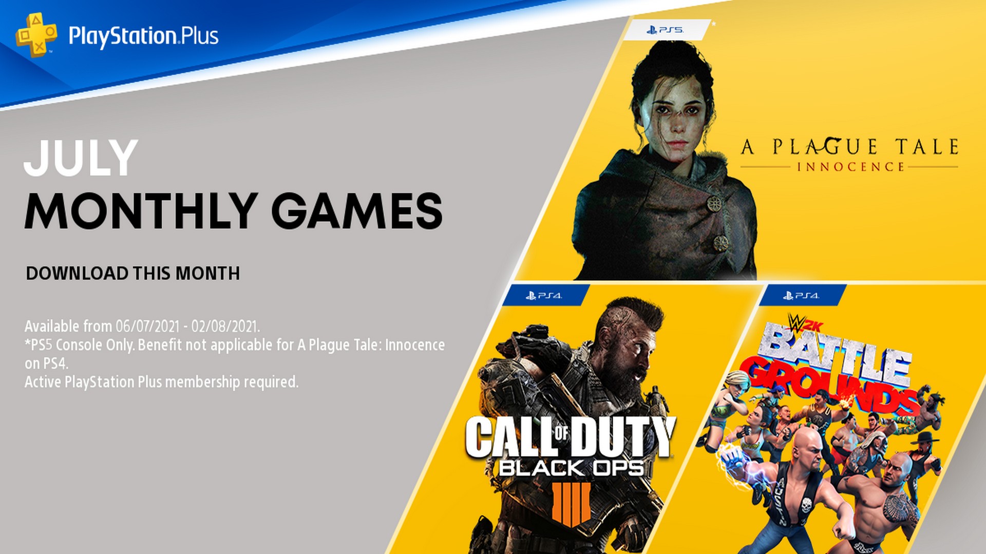 PlayStation Plus July Games Lineup Call of Duty Black Ops 4, WWE 2K