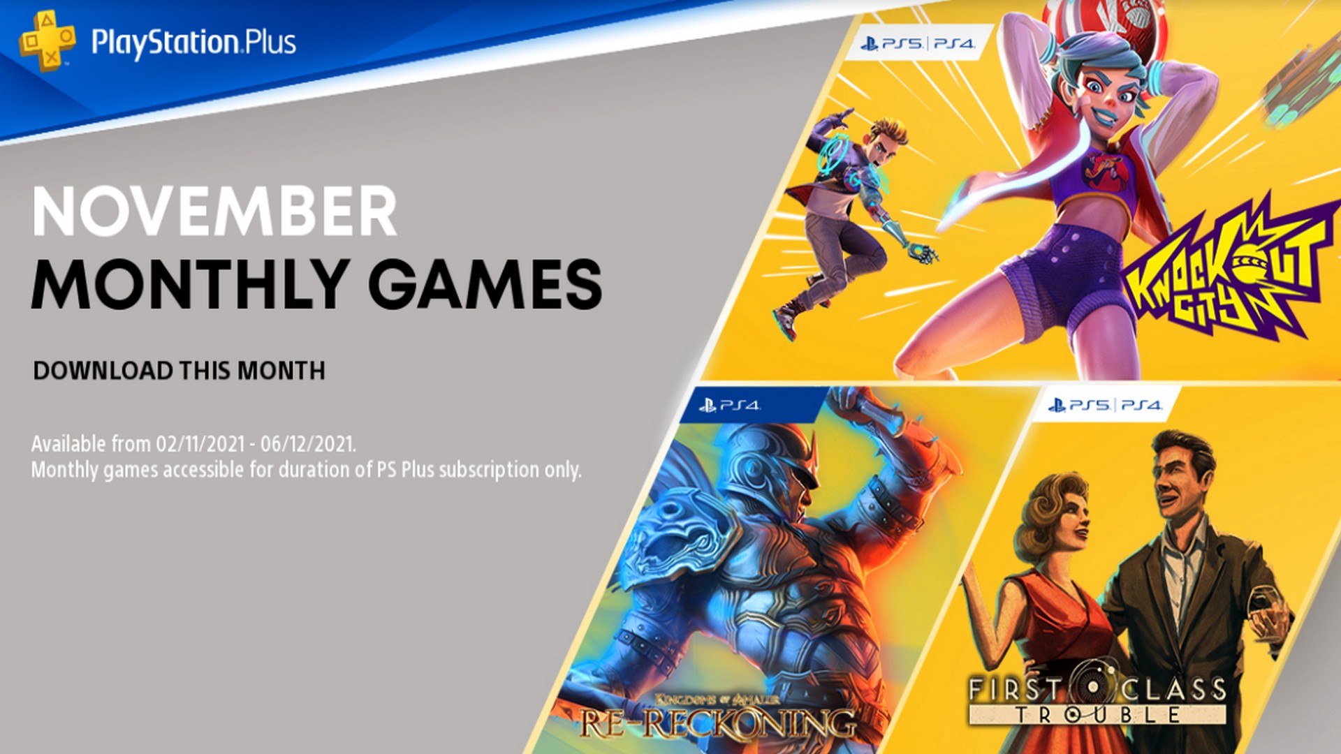 PlayStation Plus November Games Lineup Knockout City, First Class