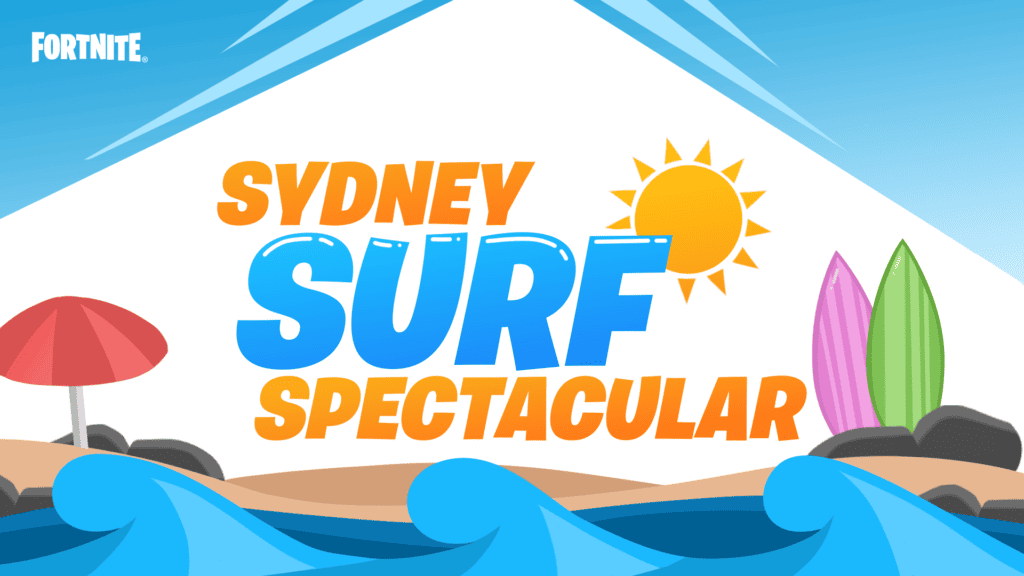 Fortnite: Lands Down Under (Creative Map) - Review 3 Sydney Surf Spectacular Logo https://www.mkaugaming.com/all-review-list/fortnite-lands-down-under-creative-map-review/
