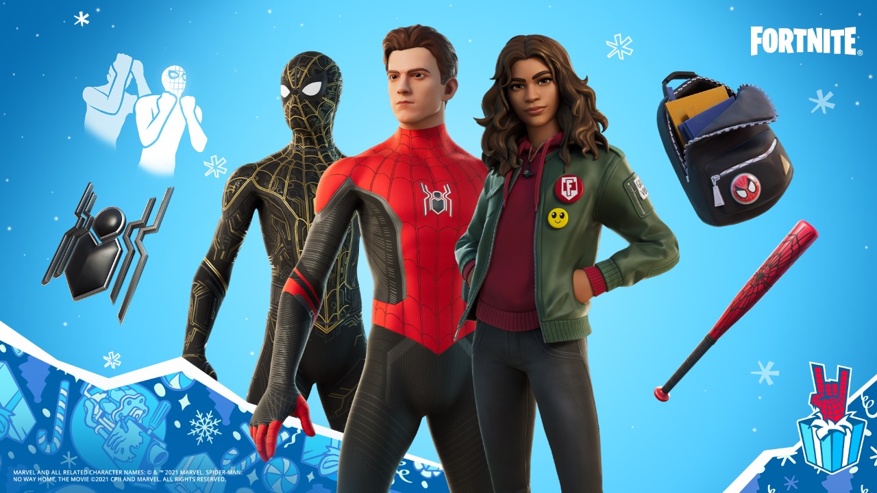thumbnail Winter Fest Spiderman and MJ https://www.mkaugaming.com/fortnite-winterfest-2021-brings-presents-no-way-home-spidey-more-for-the-holidays/