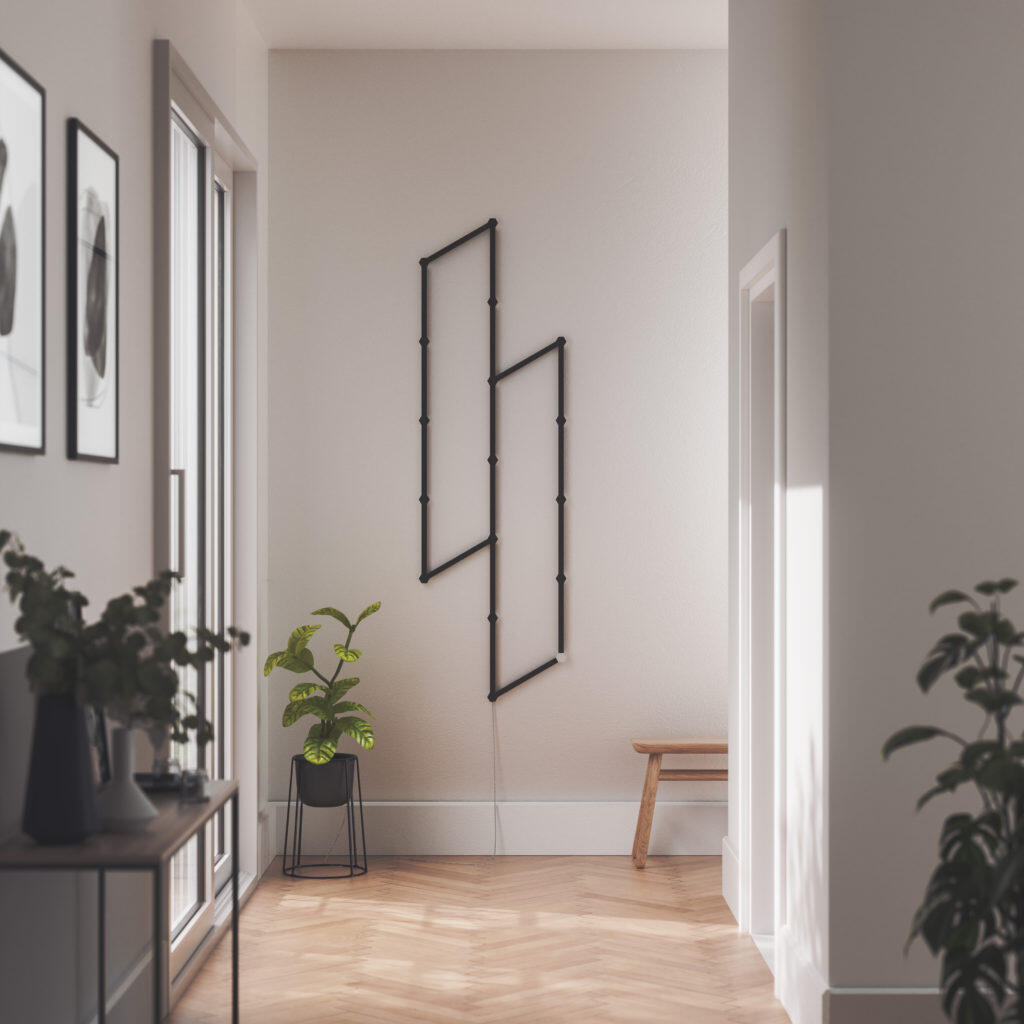 Nanoleaf Lines Skins - Introducing Snap-on Covers To Customise Your Lighting Experience 3 Nanoleaf Lines Entryway With Matte Black Skins OFF https://www.mkaugaming.com/nanoleaf-lines-skins-introducing-snap-on-covers-to-customise-your-lighting-experience/