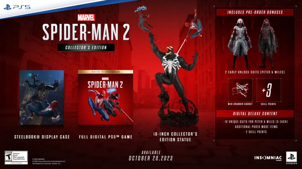 Marvel’s Spider-Man 2 Arrives Only on PS5 October 20, Collector’s & Digital Deluxe Editions Detailed 1 2047ded1045f92574db56ddd6de4f3facd2e4837 https://www.mkaugaming.com/marvels-spider-man-2-arrives-only-on-ps5-october-20-collectors-digital-deluxe-editions-detailed/