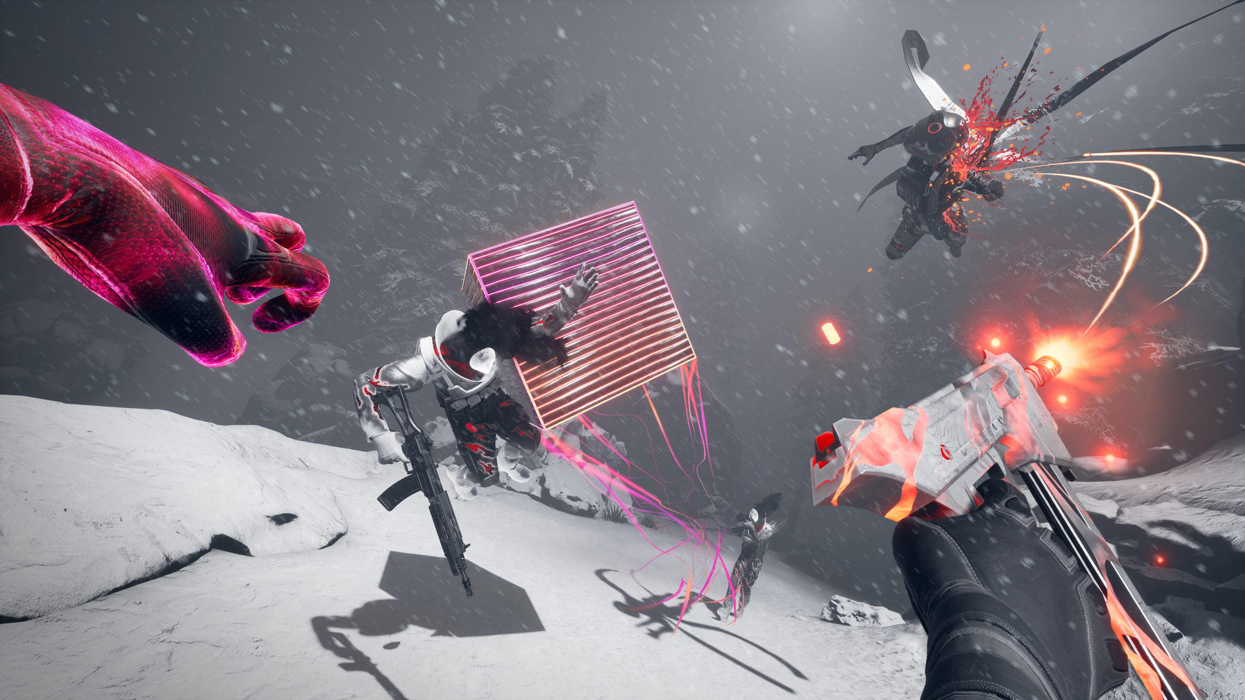 Synapse (PS VR2) - Review 2 Synapse Screenshot Explosive Combat scaled https://www.mkaugaming.com/all-review-list/synapse-ps-vr2-review/