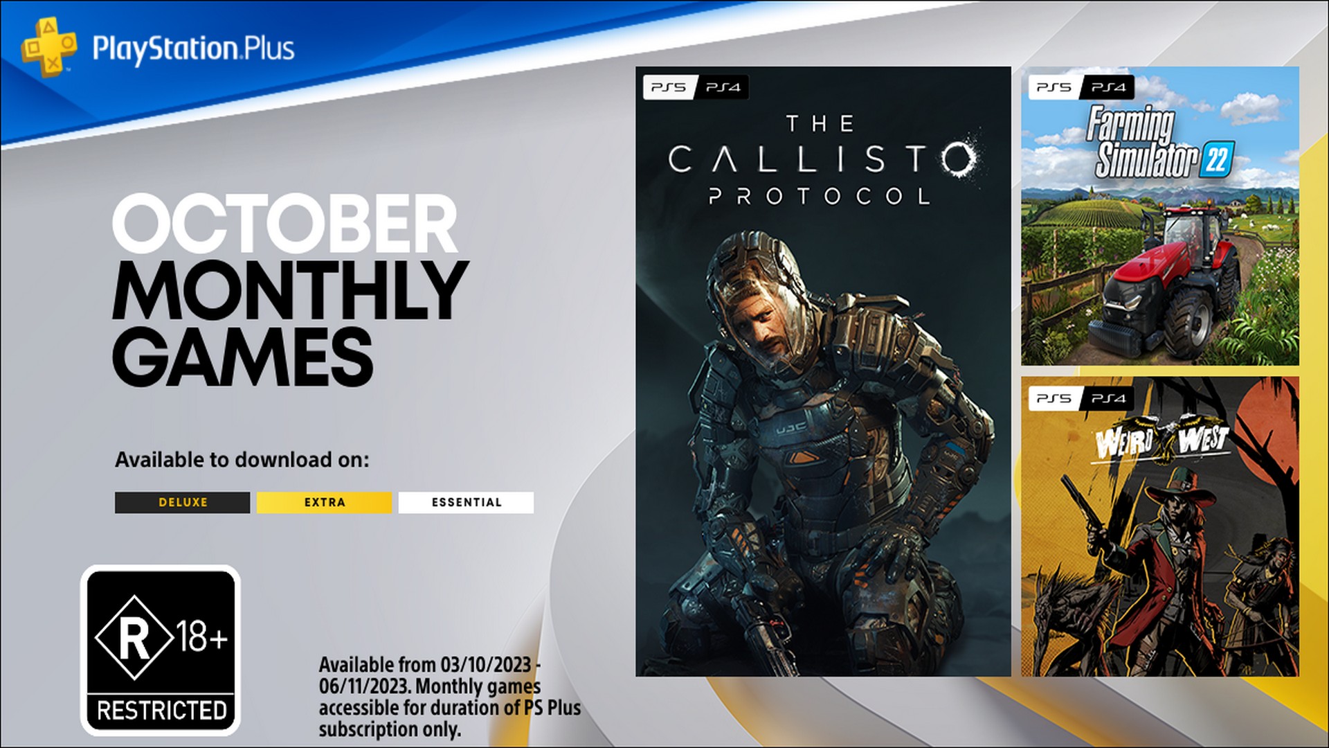 PS Plus Free Games October Callisto Protocol Farming Simulator 22