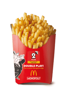 Game On! The Monopoly Game At Macca’s Has Returned 4 Fries Standing Large High Monopoly 2023 SMP 1 https://www.mkaugaming.com/game-on-the-monopoly-game-at-maccas-has-returned/
