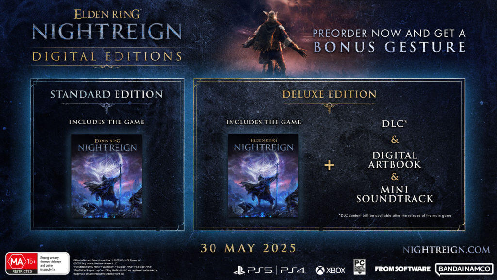 Standalone Adventure Game Elden Ring Nightreigh Launches 30th May With Preorders Now Available 1 GRS DIGITAL EDITION en ANZ multi https://www.mkaugaming.com/standalone-adventure-game-elden-ring-nightreigh-launches-30th-may-with-preorders-now-available/