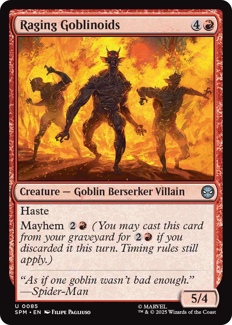 Magic: The Gathering - Marvel’s Spider-Man Debuts at PAX West 8 Raging Goblinoids EN HRR https://www.mkaugaming.com/magic-the-gathering-marvels-spider-man-debuts-at-pax-west/
