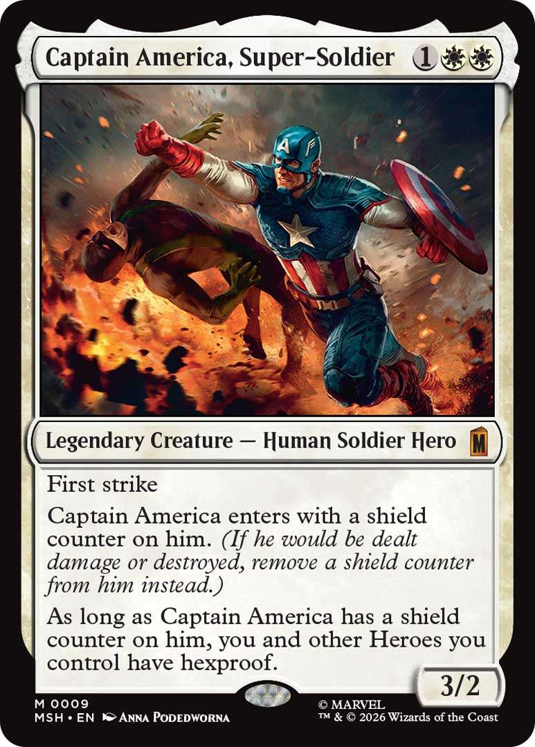 Wizards Of The Coast Gives Early Peek At Magic: The Gathering | Marvel Super Heroes Set 2 Captain America Super Soldier EN HRR https://www.mkaugaming.com/wizards-of-the-coast-gives-early-peek-at-magic-the-gathering-marvel-super-heroes-set/