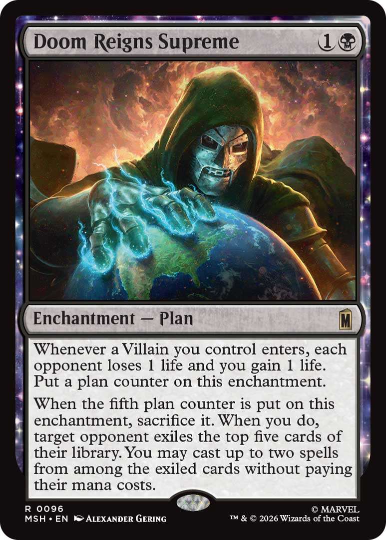 Wizards Of The Coast Gives Early Peek At Magic: The Gathering | Marvel Super Heroes Set 4 Doom Reigns Supreme EN HRR https://www.mkaugaming.com/wizards-of-the-coast-gives-early-peek-at-magic-the-gathering-marvel-super-heroes-set/