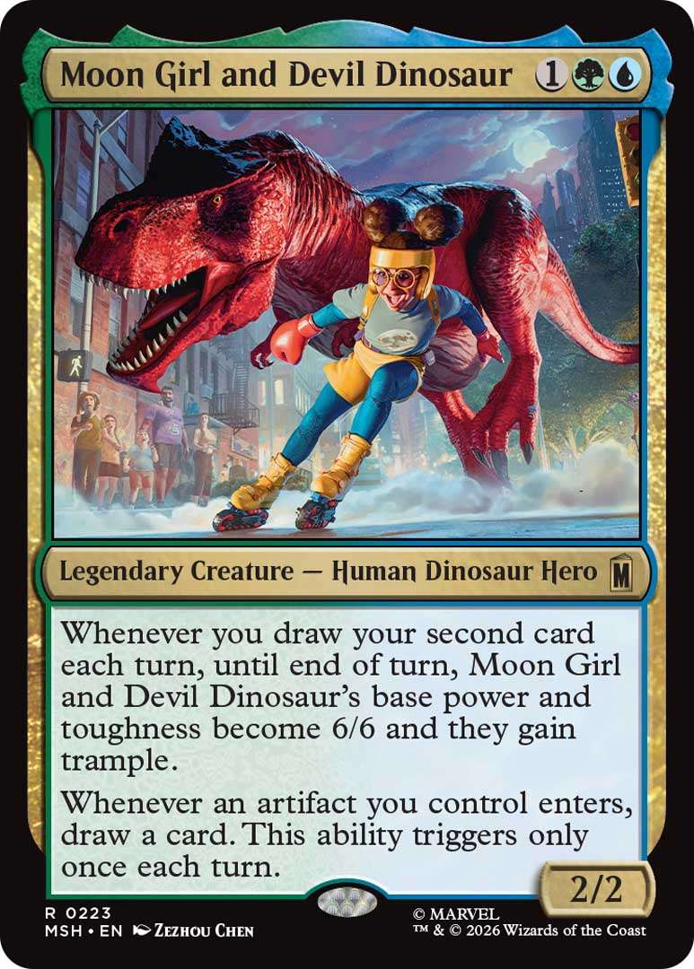 Wizards Of The Coast Gives Early Peek At Magic: The Gathering | Marvel Super Heroes Set 5 Moon Girl and Devil Dinosaur EN HRR https://www.mkaugaming.com/wizards-of-the-coast-gives-early-peek-at-magic-the-gathering-marvel-super-heroes-set/