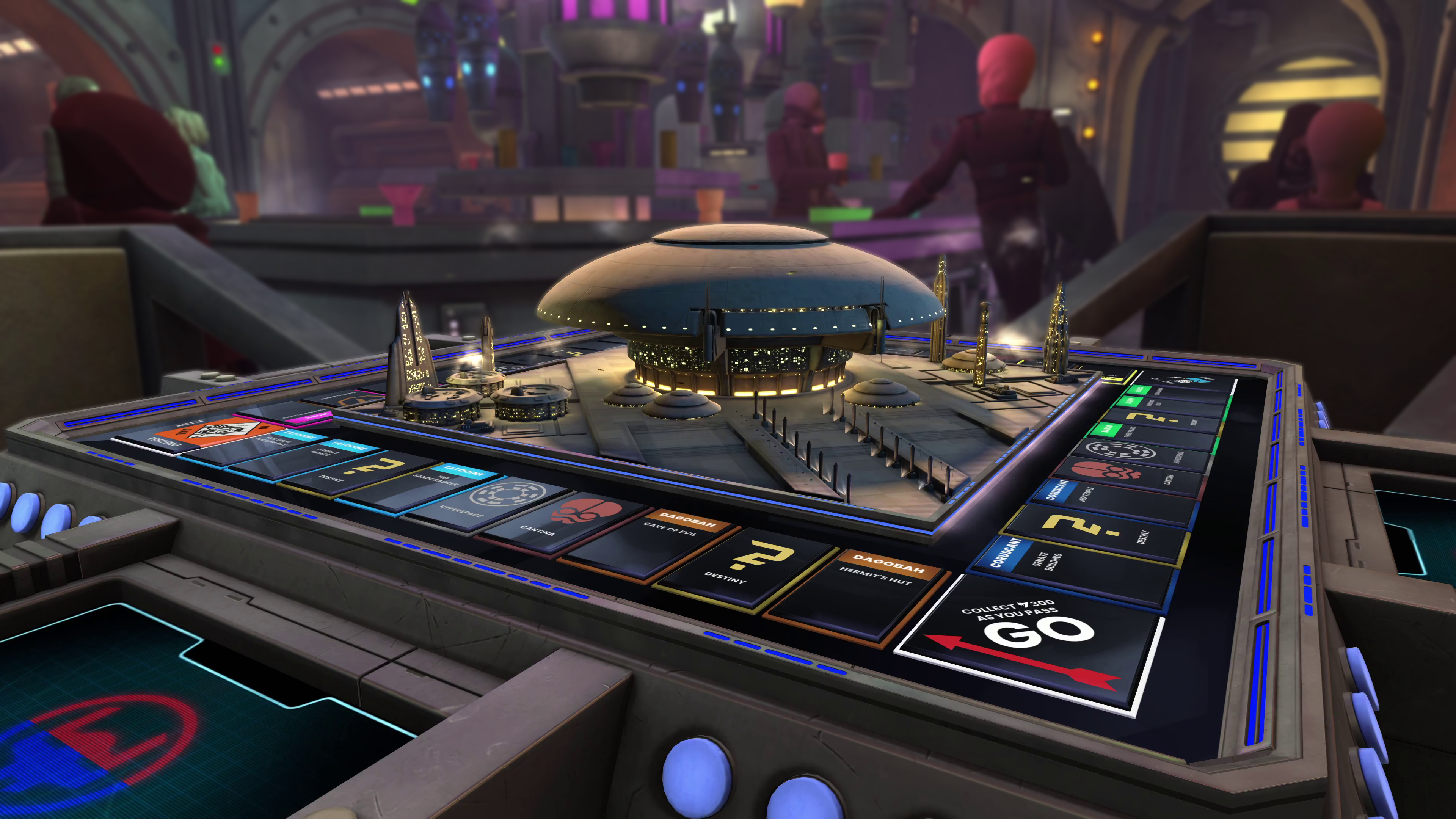 Prepare For A Galactic Showdown In Monopoly: Star Wars Heroes Vs. Villains 2 MSW Screenshot Cantina https://www.mkaugaming.com/prepare-for-a-galactic-showdown-in-monopoly-star-wars-heroes-vs-villains/