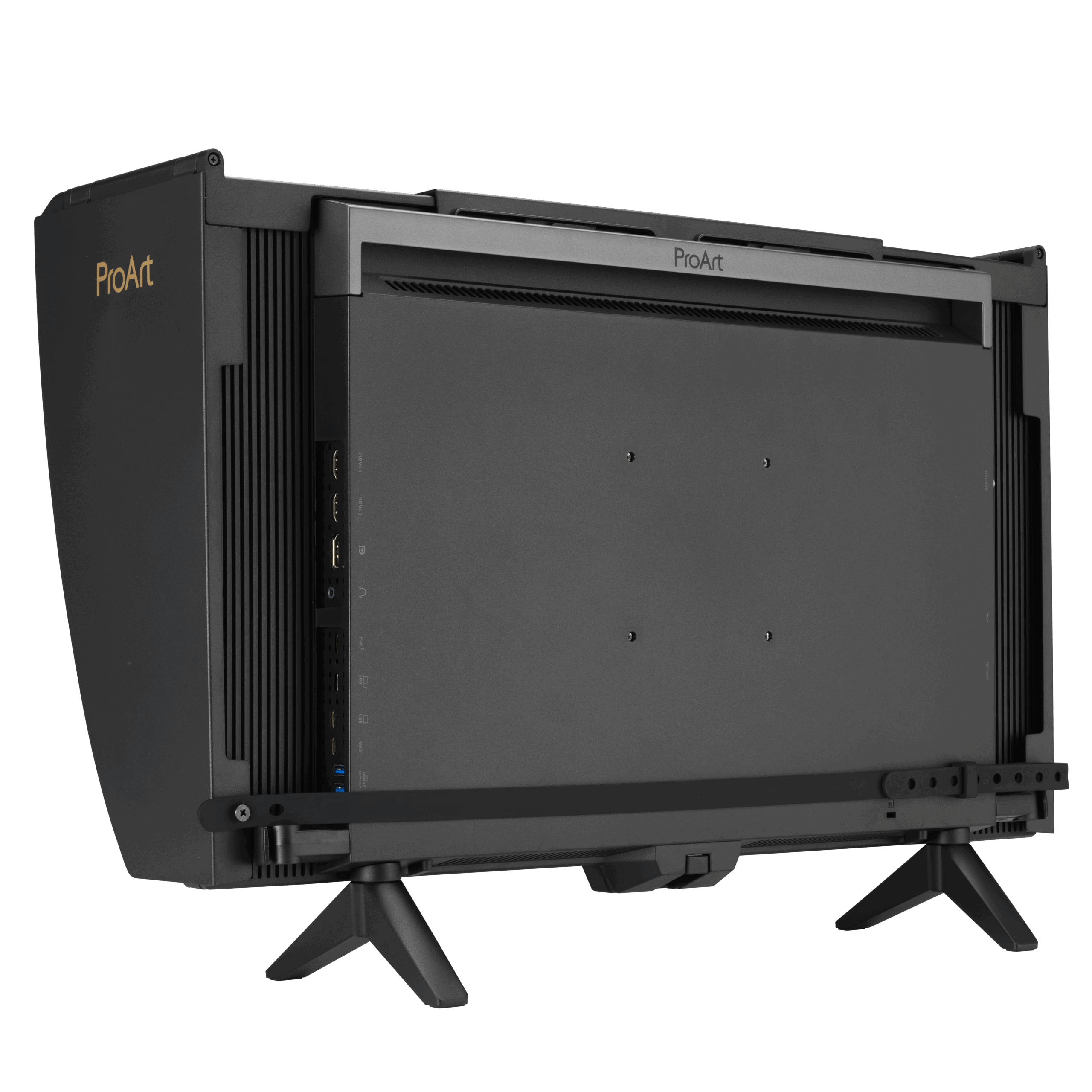 ASUS Announces ProArt Display OLED PA27USD and PA32USD 2 ProArt Display OLED PA27USD rear view to the left with hood and mini stand scaled https://www.mkaugaming.com/asus-announces-proart-display-oled-pa27usd-and-pa32usd/
